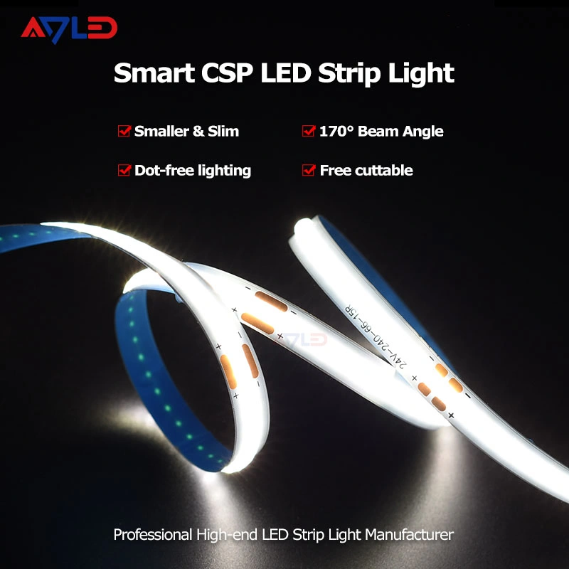 New DOT-Free Lighting Sdcm&lt;3 Slim Cuttable 3000K 4000K 6500K 24V 5m Flexible Smart Csp LED Strip Light for Room