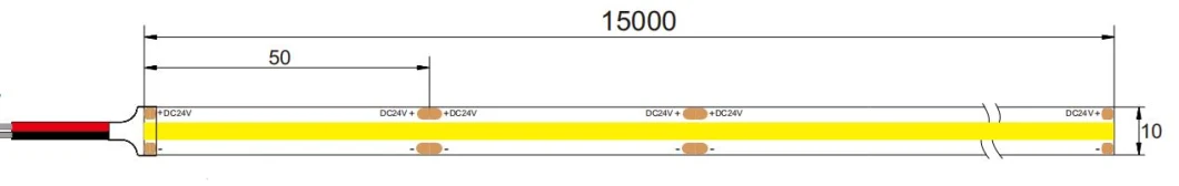 15m Long Run 24VDC 10W Constant Current COB LED Strip Light