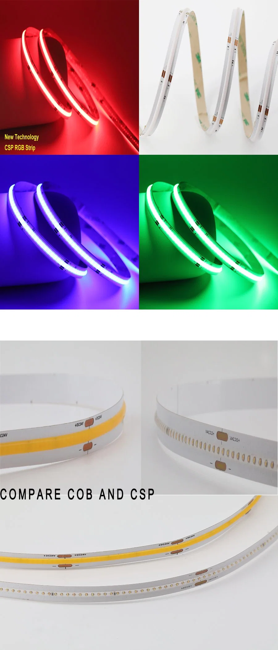 CE RoHS DC24 840LEDs/M 10mm PCB 12W Csp RGB LED Strip