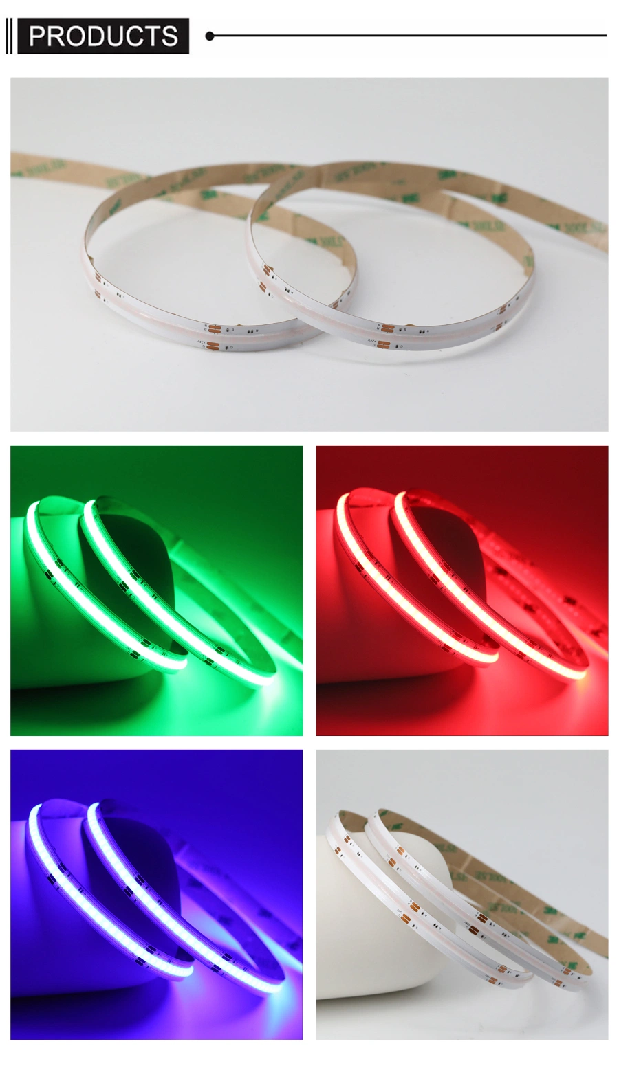 Csp LED RGB Strip 24V 10mm IP20 Indoor Light Strip Ultra Slim COB LED Strip