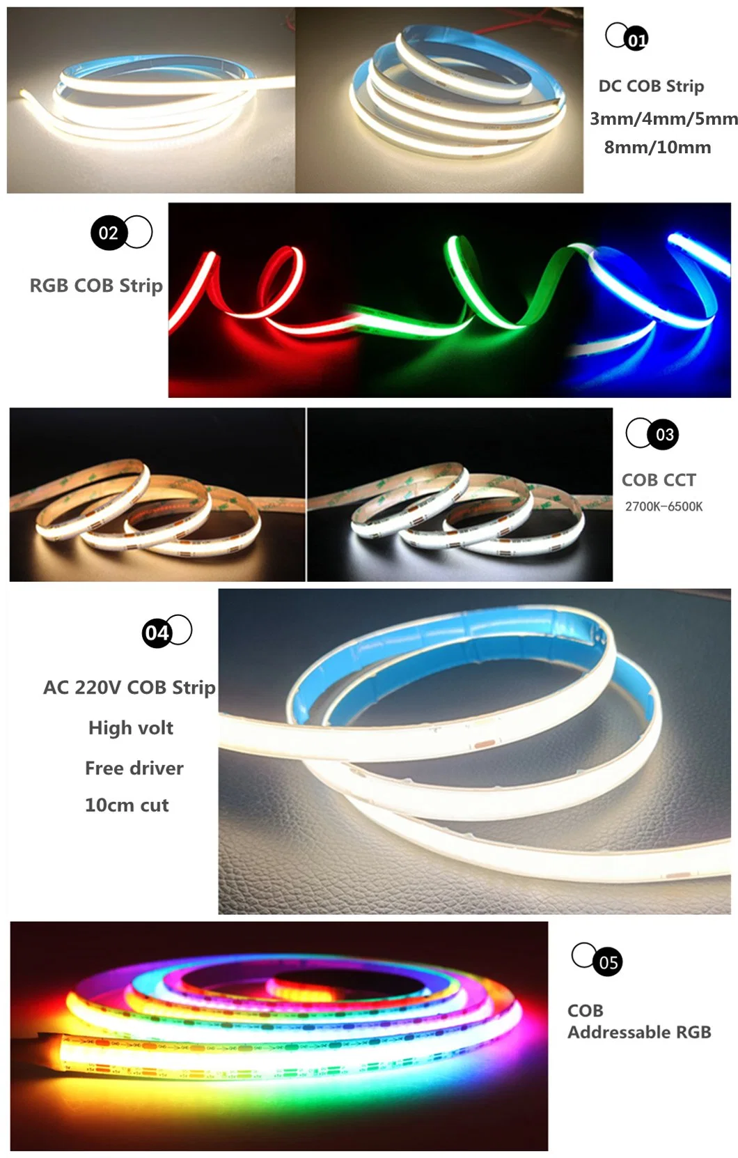 IP67 Waterproof 220V COB LED Strip 680LED 10cm Cut No Need Drive AC 230V COB LED Strip Light